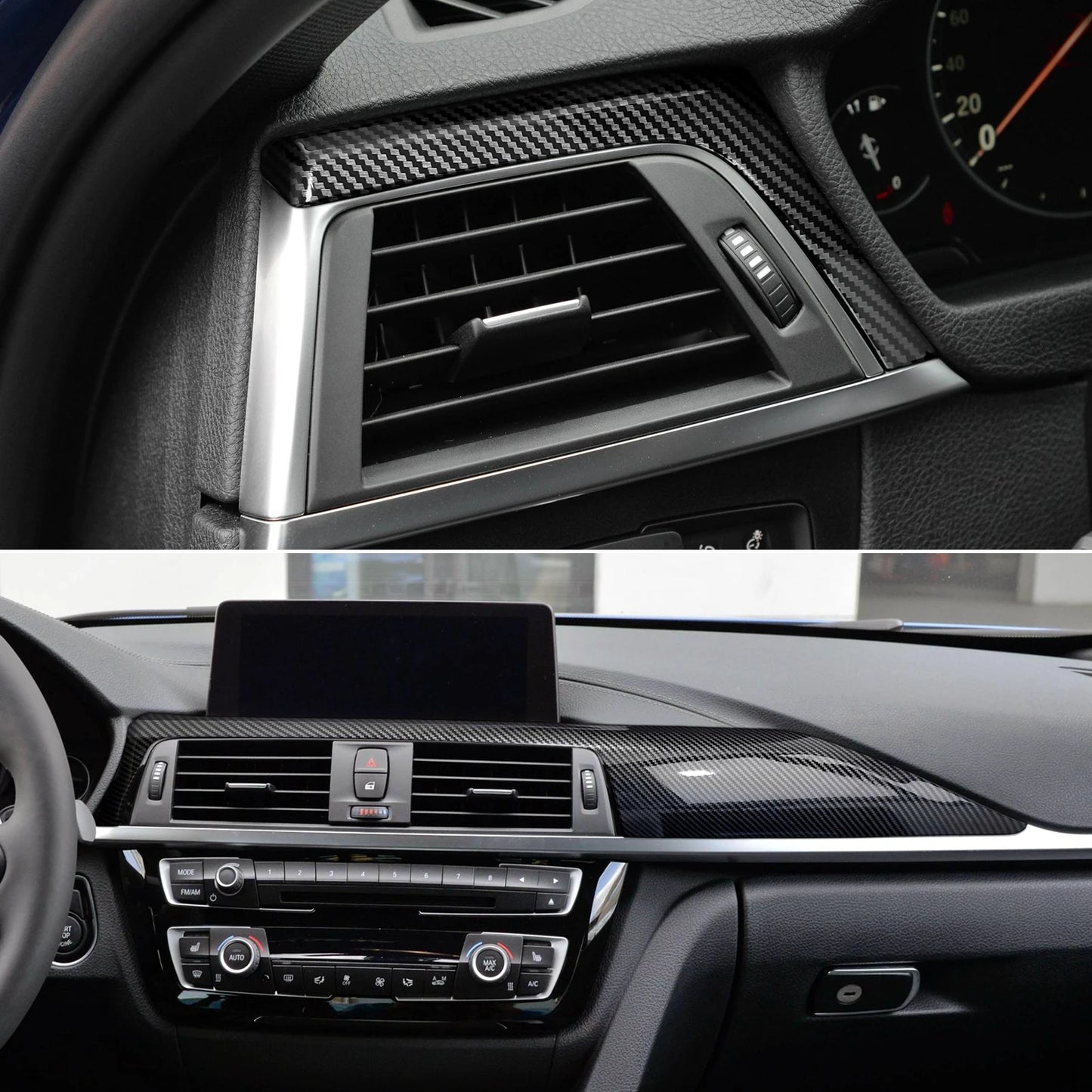For BMW F30 F31 F34 3GT F32 F33 F36 (2012-2020) Center Console Dashboard Panel Cover Trim Accessories, Carbon Fiber ABS Sticker