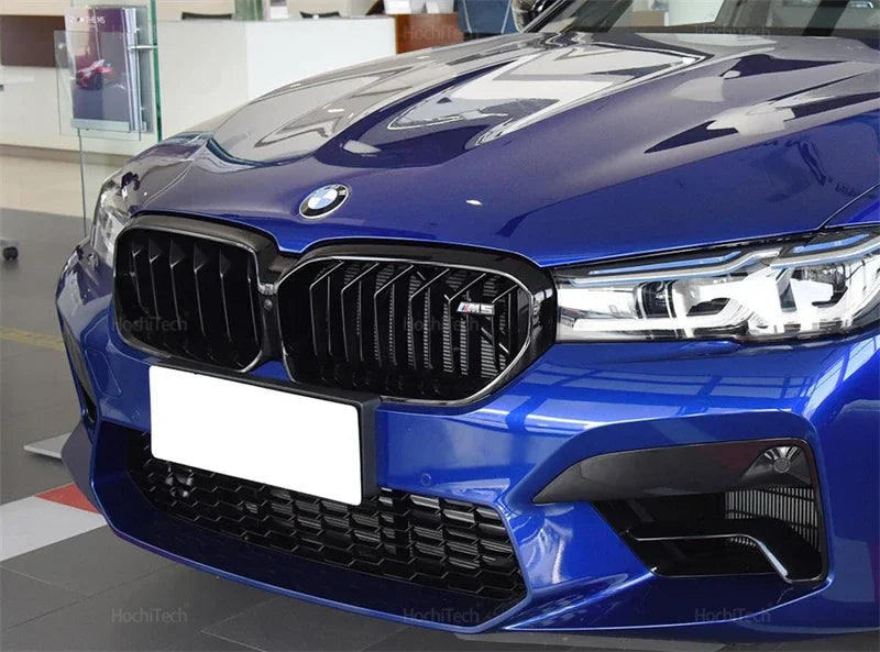 For BMW 5 Series G30 G38 G31 F90 M5 LCI 2020-2023 Car Front Bumper Grille Racing Grills Replacement 2 Slat Gloss Black Grilles