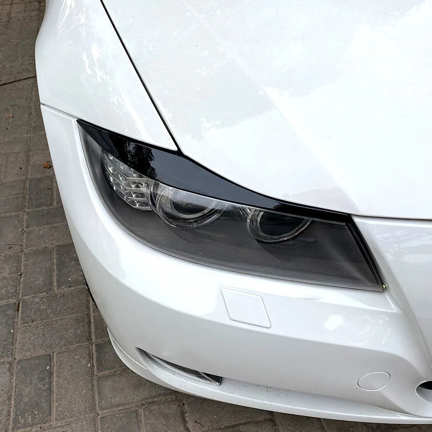 ABS Gloss Black Headlight Eyebrows Eyelid for BMW 3 Series E90 E91 2005 2006 2007 2008 2009 2010 2011 Sedan / Touring Stickers