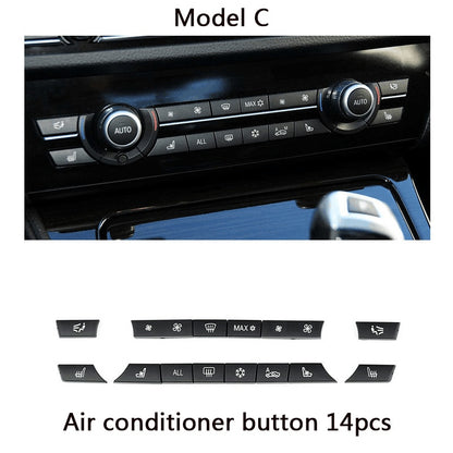 Layout C: 14-button BMW climate control panel and the matching 14-piece cap set