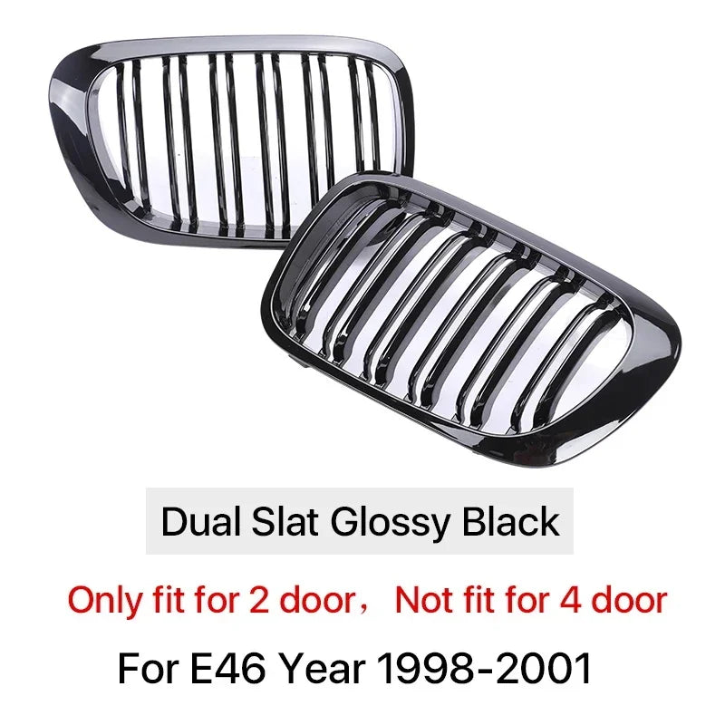 For BMW 3-Series E46 Grill 1998-2001 2/4 Doors Car Front Kidney Grill 318i 320i 325i 330i Gloss Black Racing Grille Accessories