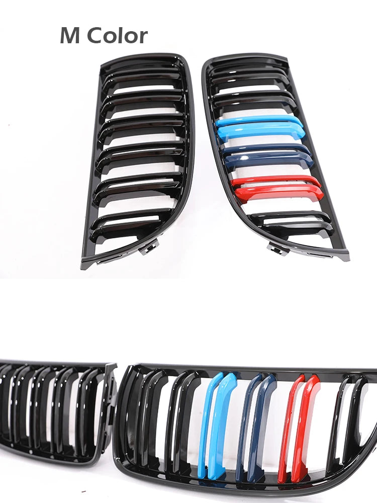 Kidney Front Grill Carbon Fiber M Color Chrome Gloss Matte Black Grille For BMW 3 Series E90 E91 Pre-Facelift 2005-2008 320i 330