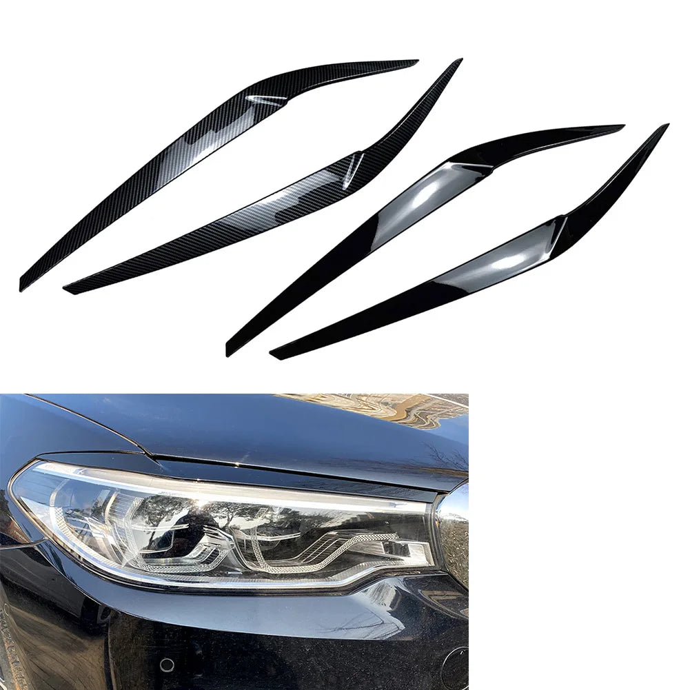 Car Front Headlight Eyebrow Eyelid Cover Trim For BMW 5 Series G30 G31 G38 F90 M5 525I 530I 540I 2017 2018 2019 2020 2021