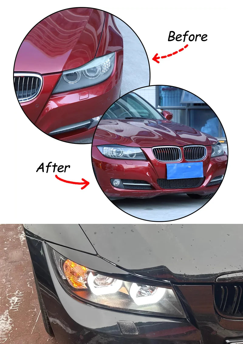 For BMW Accessories 3 Series E90 Sedan E91 Touring 2005-2011 Bodykit Car Front Headlight Eyebrow Eyelid Trim