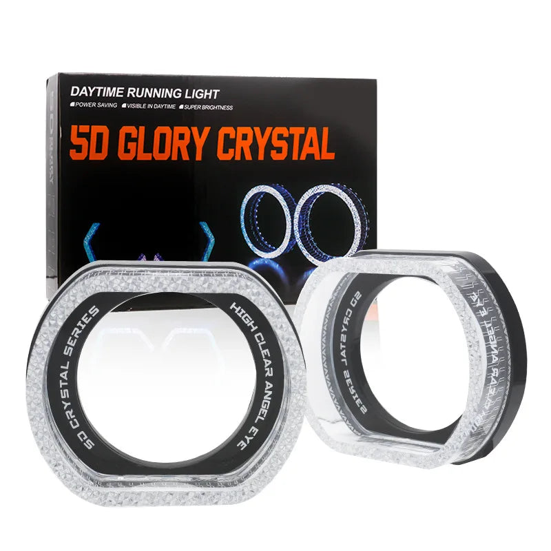 2.5/3" Symphony Led Angel Eyes Headlight RGB LED Halo Ring Light 5D APP Control DRL Daytime Running Light With Turn Signal Light