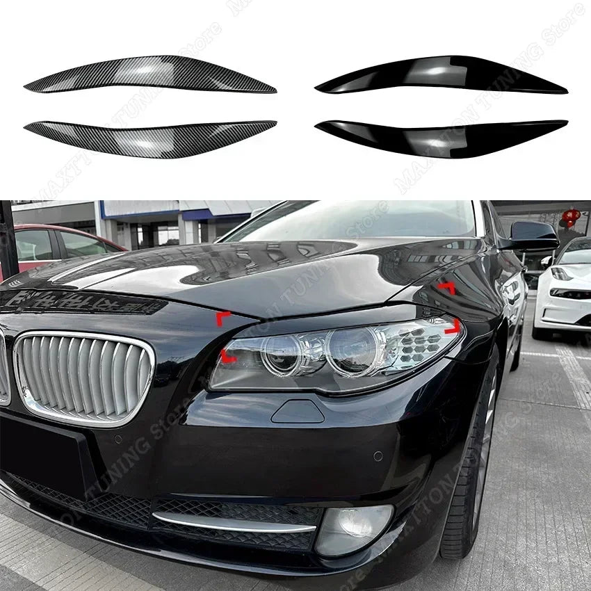 For BMW 5 Series F10 F11 2011-2014 Car Eyelid Front Headlight Eyebrow Cover Eye Lid Trim Sticker Gloss Black ABS Car Accessories