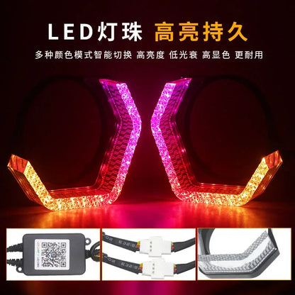 Rectangular RGB angel eye shrouds with app control, product photo 3