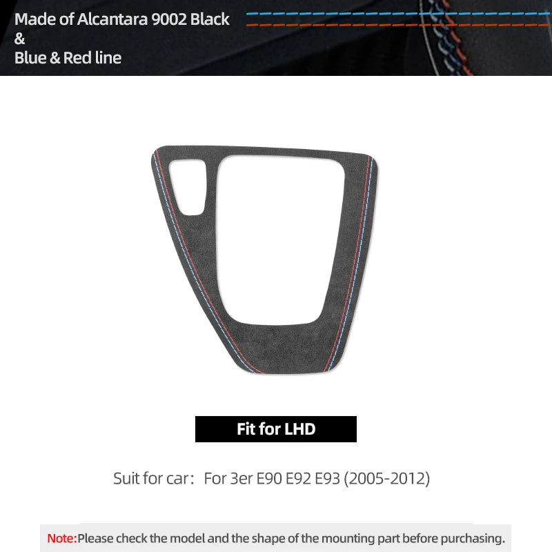 For BMW Series 3 E90 E92 E93 2005-2012 Car Interior Gear Shifter Panel Trims Stickers Made of Alcantara Performance Accessories