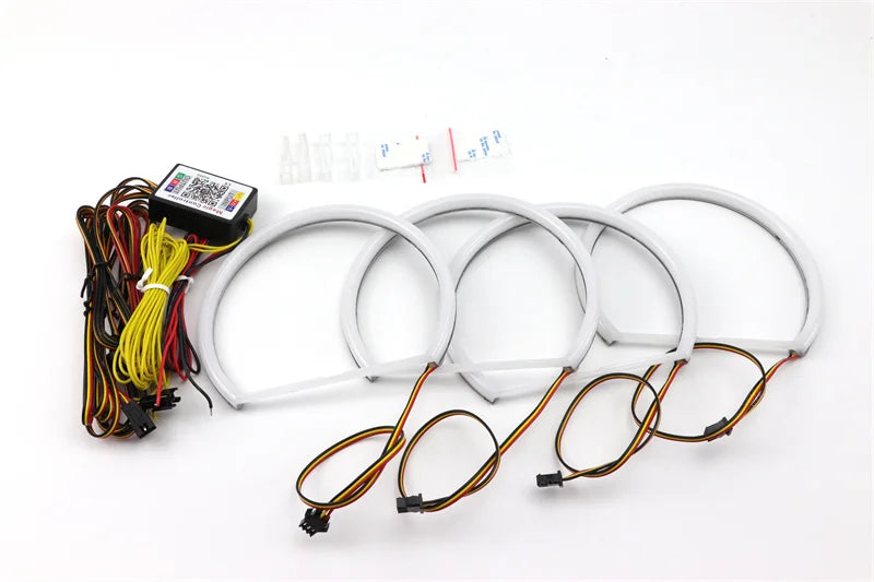 For BMW 3 5 7 Series E46 E39 E38 Colorful RGBW Cotton LED Angel Eyes Revolving Dynamic Light Sequential Flowing with Turn Signal