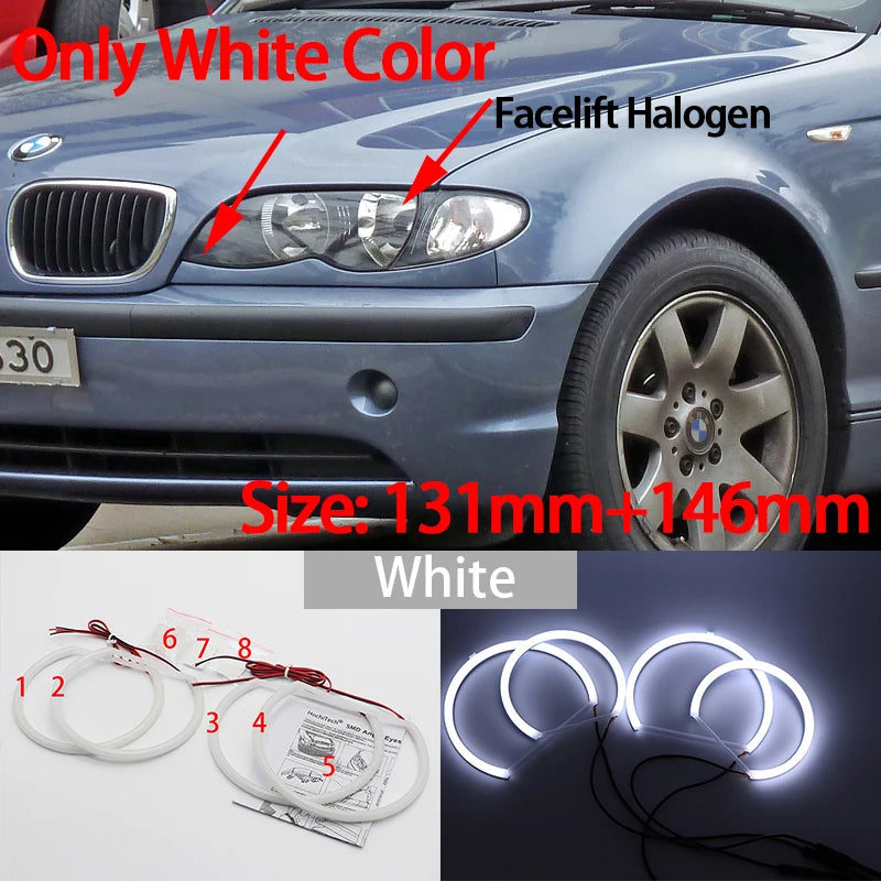 For BMW 3 Series E46 316i 318i 320d 323i 328i 330i 325xi 330d 1998-2005 Excellent LED Cotton Angel Eyes Rings Daytime Light