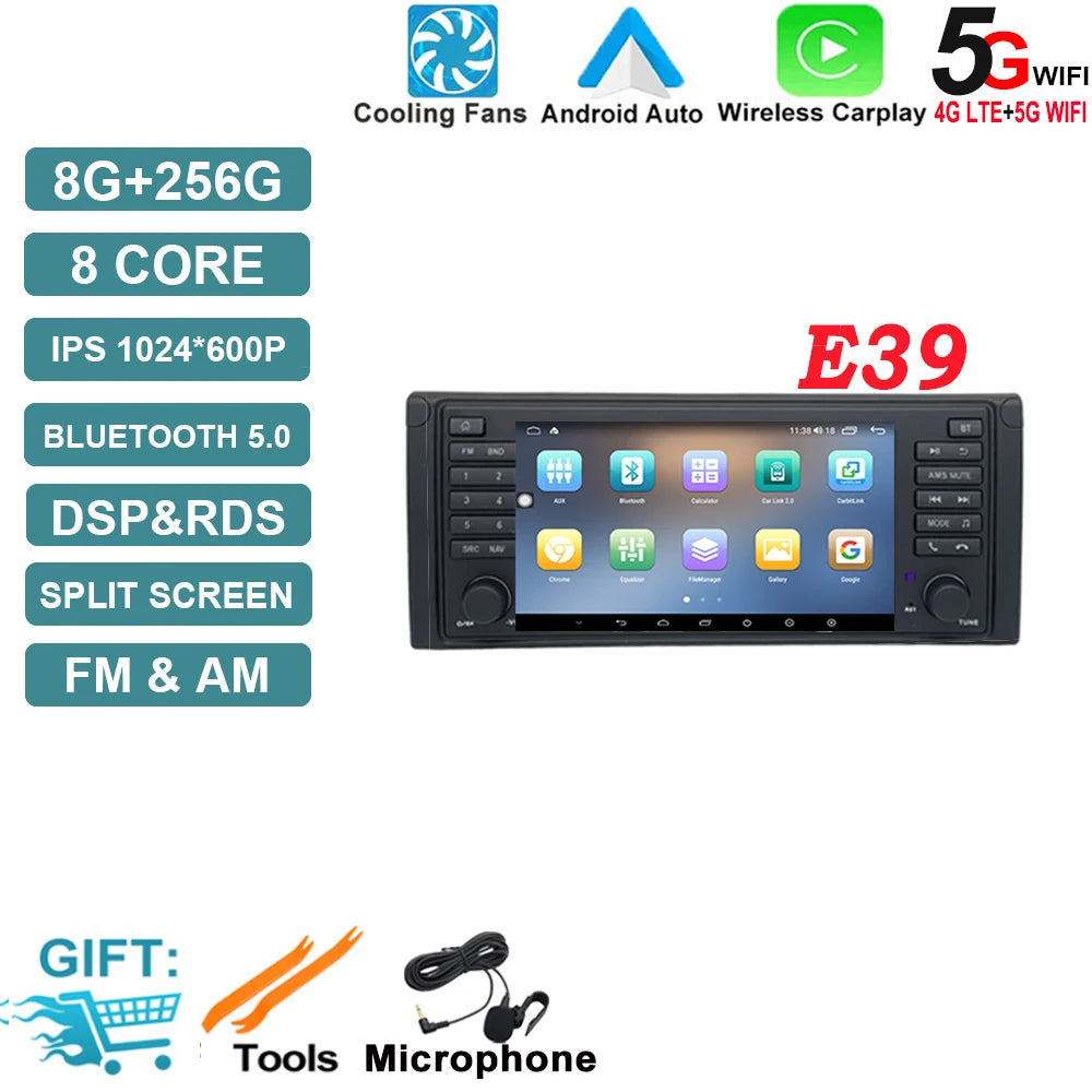 Android OS Auto Radio GPS Navigation for BMW X5 E53 5 Series E39 M5 1996-2007 DSP Car Multimedia Player Stereo WIFI Cooling Fan