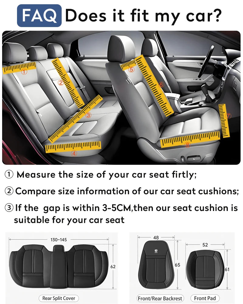 Nappa Leather Car Seat Cover Full Set 5 Seater Breathable Seat Cushion Cover Anti-Slip Full Wrap Driver Car Seat Protectors