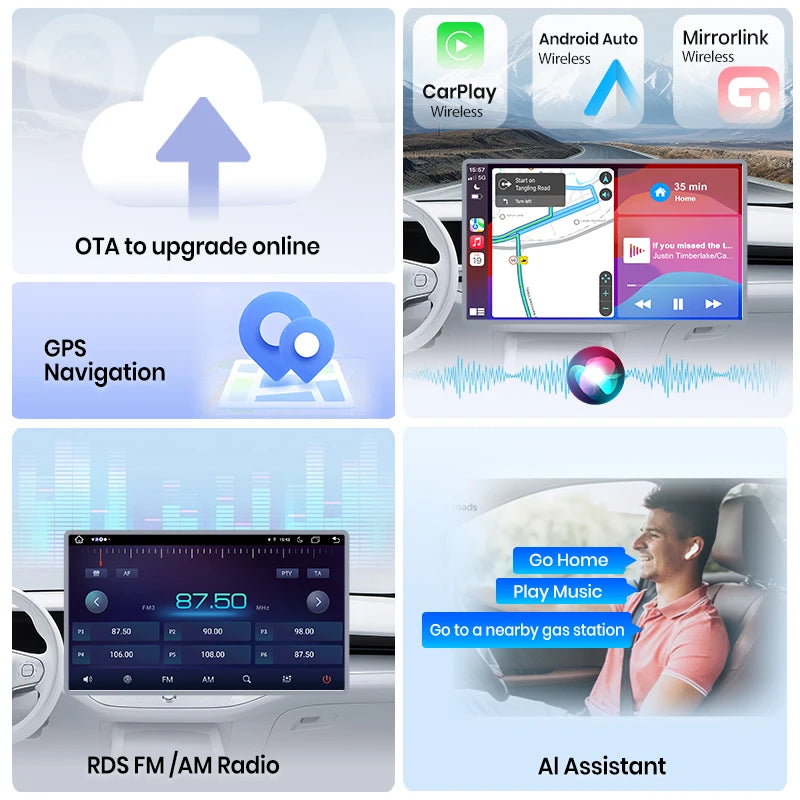 Junsun 7" Wireless CarPlay Android Auto Car Radio for BMW E46 M3 318 320 325 330 335 Multimedia Wireless Apple CarPlay Smart Intelligent Systems IPS Touch Screen Stereo Video Player 2 Din Autoradio Head Unit Navigation BT GPS