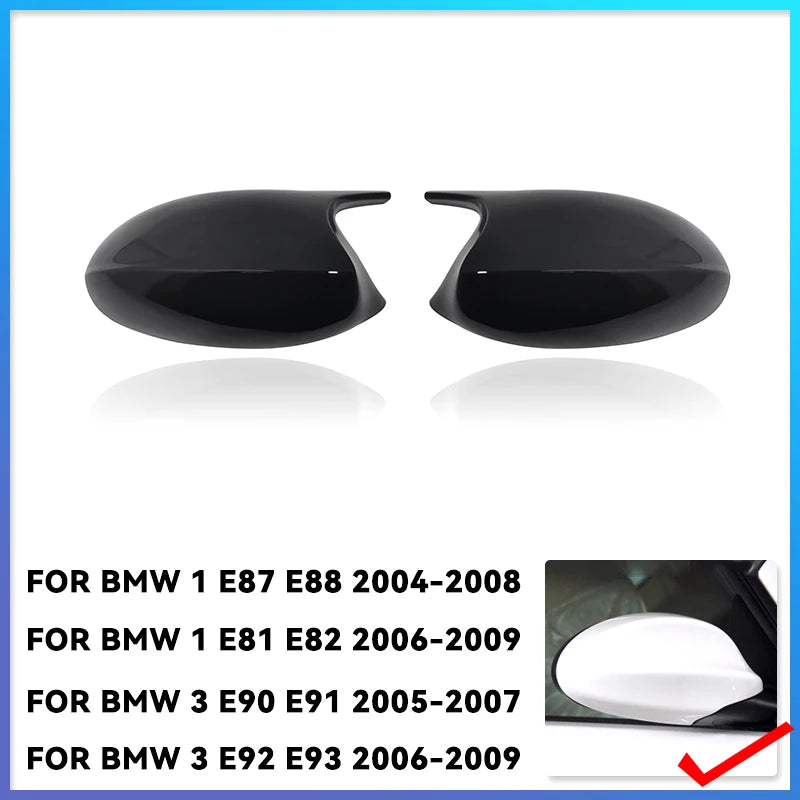 2xMirror Cover E90 Car Side Door Rearview Side Mirror Cover Cap For BMW E90 E91 2005-2007 E92 E93 2006-2009 M3 Style E80 E81 E87