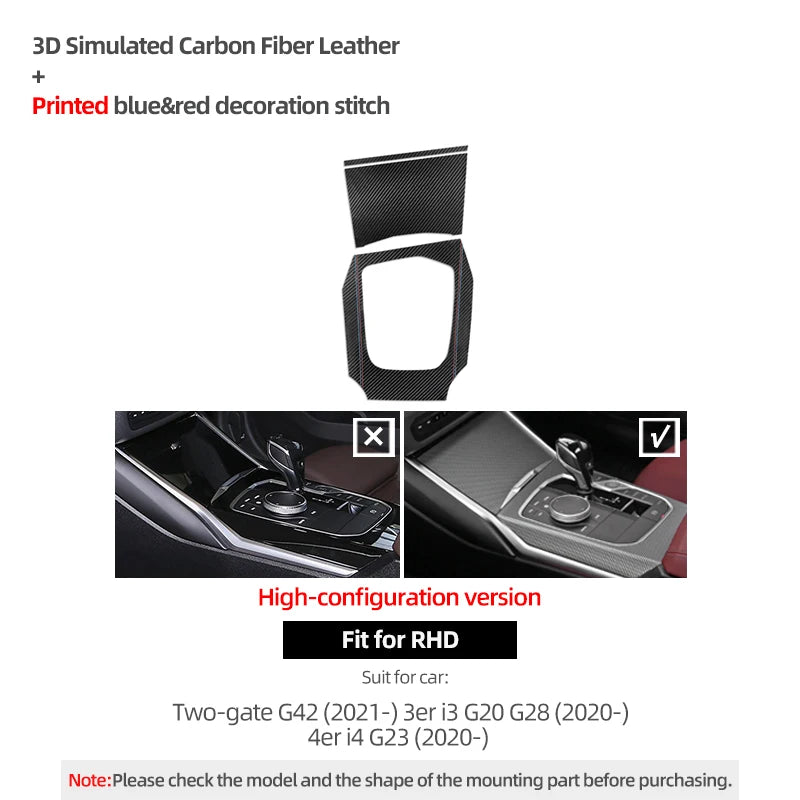 For BMW G20 G23 G28 G42 i3 Made of Alcantara Center Gear Shift Panel Trim Cover M Performance Sticker Car Interior Accessories