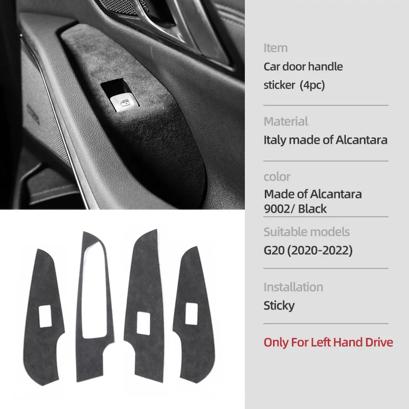 For BMW G20 G28 G23 Serie 3 4 Made of Alcantara Center Console Gear Shift Knob Panel Cover Trim Sticker Car Interior Accessories
