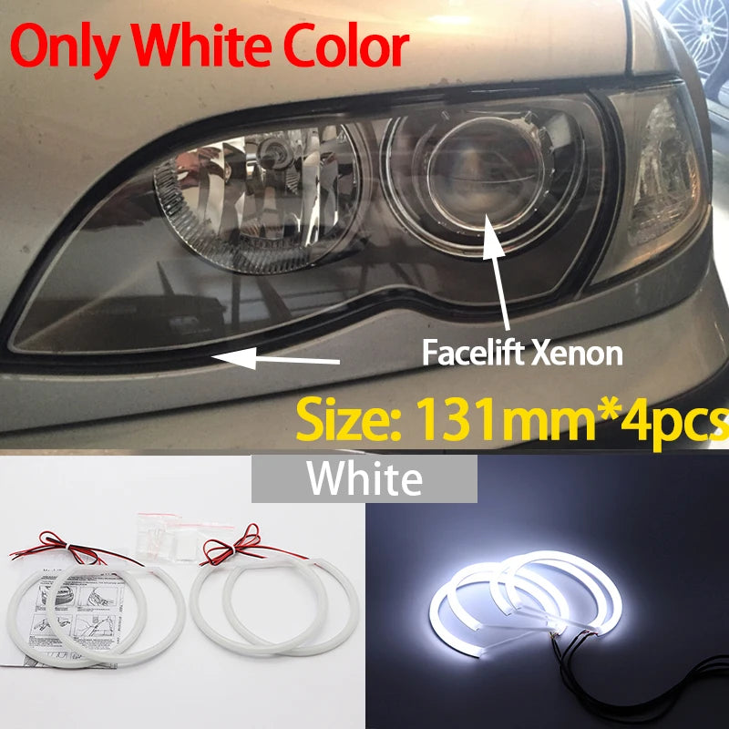 WHITE  LED Headlight Halo Angel Demon Eyes Kit angel eyes light for BMW 3 series E46 sedan touring wagon coupe compact 1998-2005