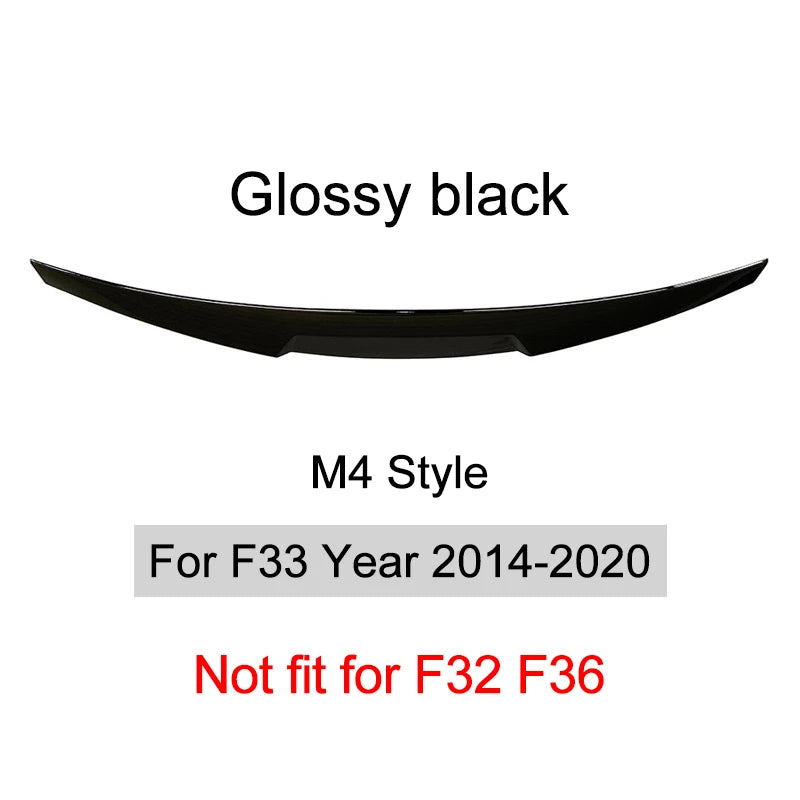 For BMW 4 Series F32 F33 F36 2014-2020 Carbon Fiber Rear Bumper Lip Trunk Spoiler  MP M4 PSM Style Wing Tail Kit Gloss Black