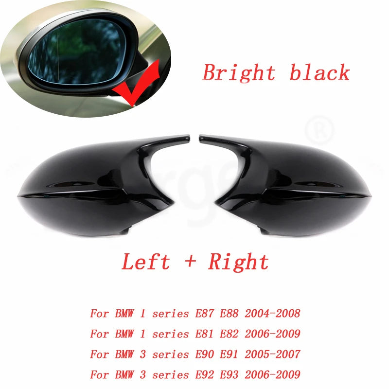 Carbon Fiber Pattern Black Side Mirror cover Caps Replacement for BMW E90 E91 2005-2011 E92 E93 2006-2013 E81 E82 E88 E87 E88