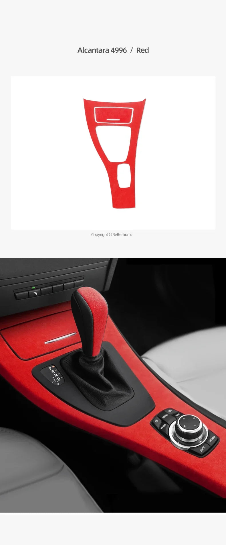 Betterhumz For BMW 3 Series E90 E92 E93 Car Interior Trim Made of Alcantara Center Console Gear Shift Panel Cover Accessories
