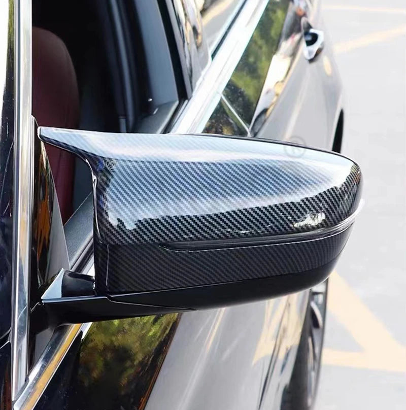 2Pcs Car Bright Black Side Rear View Mirror Cover Replacement For BMW 3 4 5 7 Series G20 G22 G30 G31 G38 G11 G12 2016 - 2022