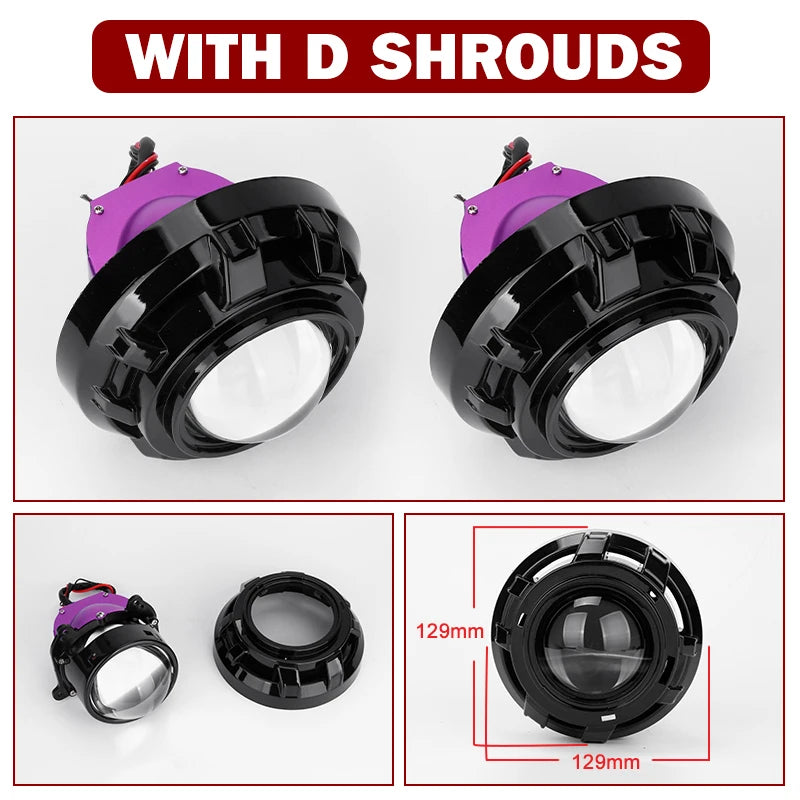 12+6pc Chips 3.0 Inch Bi Led Projector Lens Halo Lights H4 H7 9005 9006 Car Headlights Hella 3R G5 Angel Eyes High Low Beam LED