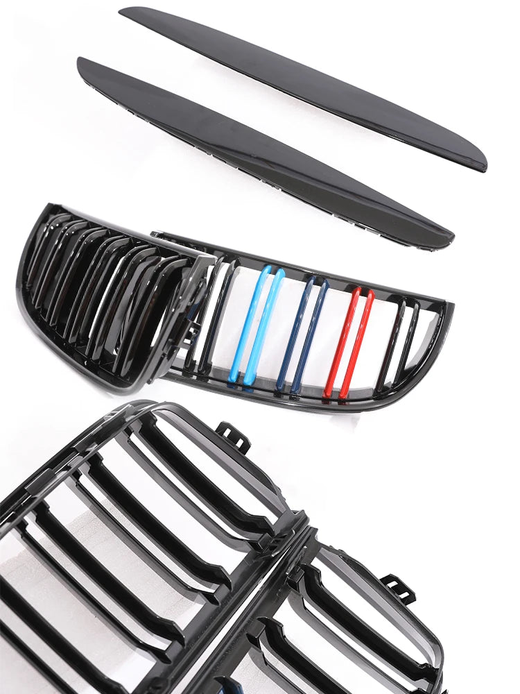 Kidney Front Grill Carbon Fiber M Color Chrome Gloss Matte Black Grille For BMW 3 Series E90 E91 Pre-Facelift 2005-2008 320i 330