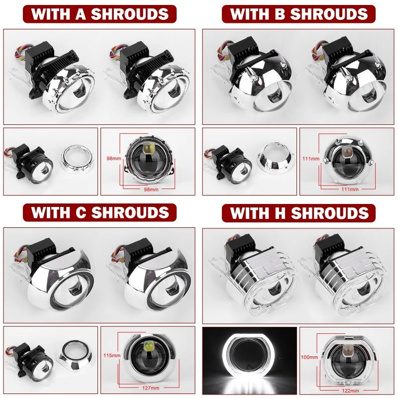 160W Bi-LED Laser Pro Projector Lenses 3 inch Headlight LED Lamp For Hella 3R G5 Frame Car Styling Retrofit High/Low Beam Lens