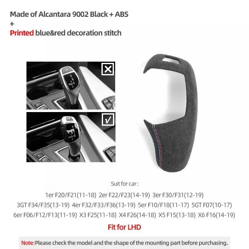 Betterhumz Car Gear Shift Knob Cover Trim for BMW F20 F30 F10 F31 F32 F36 F34 F22 X3 X4 X5 X6 Suede Panel Interior Accessories