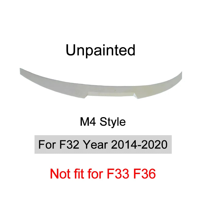 For BMW 4 Series F32 F33 F36 2014-2020 Carbon Fiber Rear Bumper Lip Trunk Spoiler  MP M4 PSM Style Wing Tail Kit Gloss Black