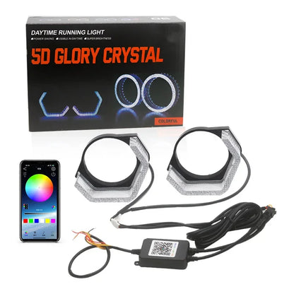Rectangular RGB angel eye shrouds with app control, product photo 2