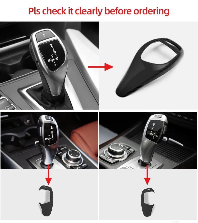 Carbon Fiber ABS For BMW F30 F20 F10 F31 F32 F36 F34 F22 X3 F25 X5 F15 Series 1 3 4 5 Car Gear Shifter Knob Cover Trim Accessory