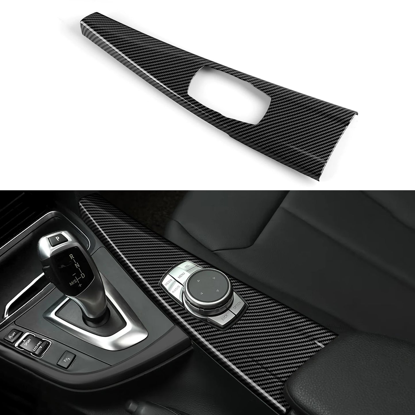 Car Center Console Dashboard Gear Shifter Panel For BMW F30 F31 F34 3GT F32 F33 F36 Trim Accessories, Carbon Fiber ABS Sticker