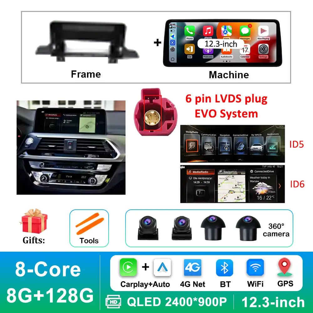 Navi GPS Android 16 for BMW X3 G01 X4 G02 2018 - 2022 EVO System Wireless Carplay Car Radio Multimedia Player BT WiFi DSP Stereo