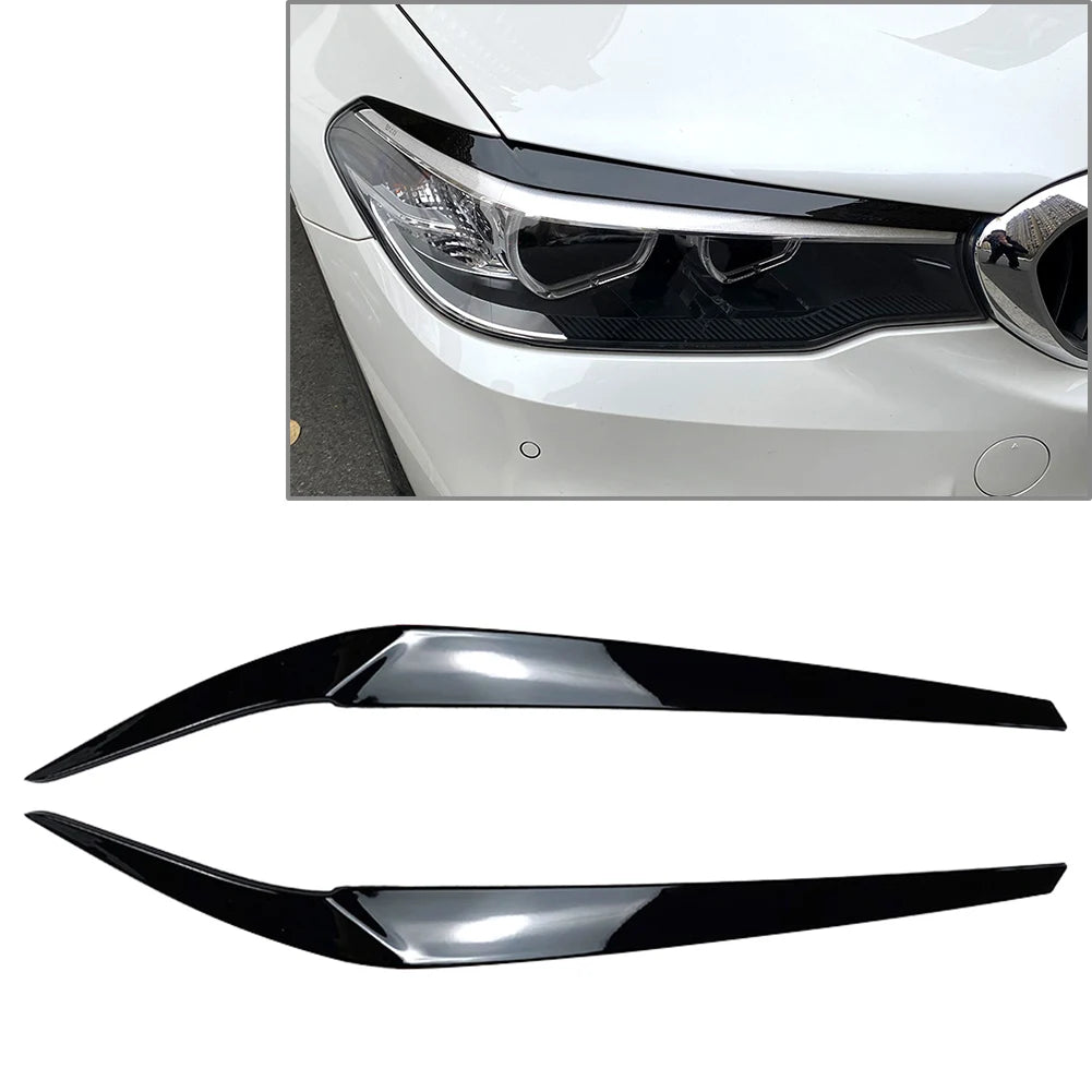 Car Front Headlight Eyebrow Eyelid Cover Trim For BMW 5 Series G30 G31 G38 F90 M5 525I 530I 540I 2017 2018 2019 2020 2021