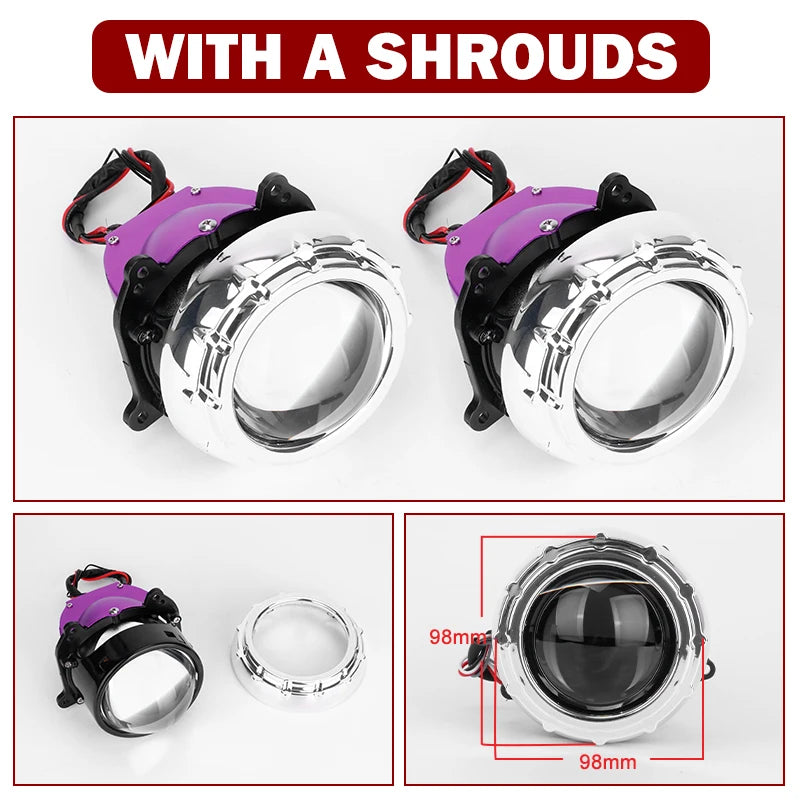 12+6pc Chips 3.0 Inch Bi Led Projector Lens Halo Lights H4 H7 9005 9006 Car Headlights Hella 3R G5 Angel Eyes High Low Beam LED