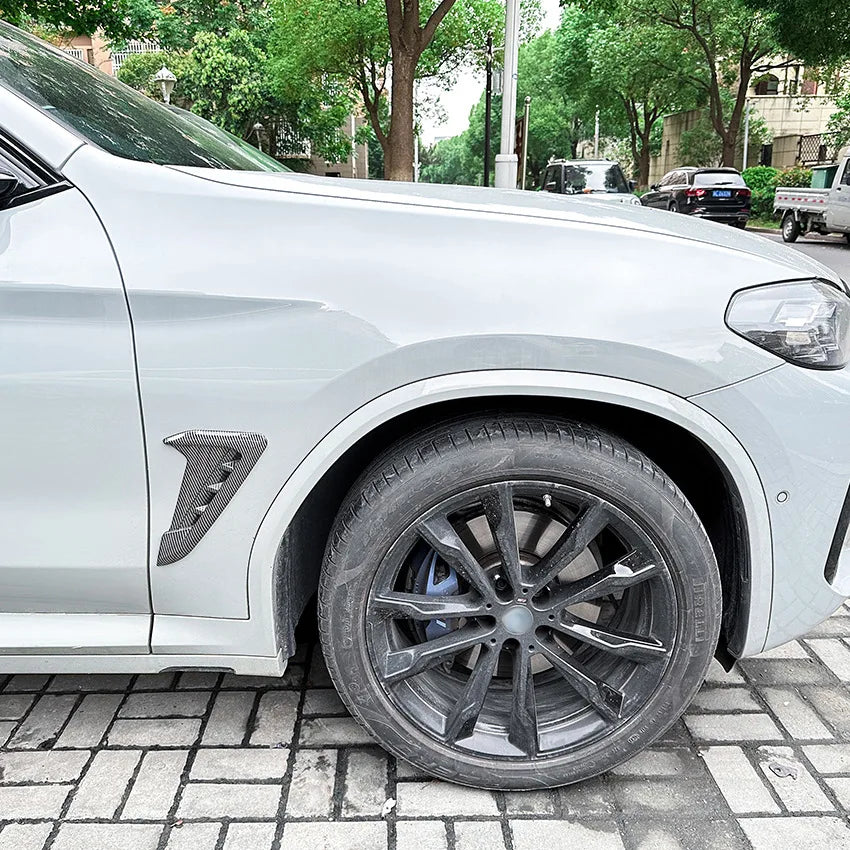 Car Side Fender Spoiler Wind Knife Side Gills Air Vent Decorative Side Wing Stickers For BMW X3 X4 G01 G02 M Sport 2018-2023+