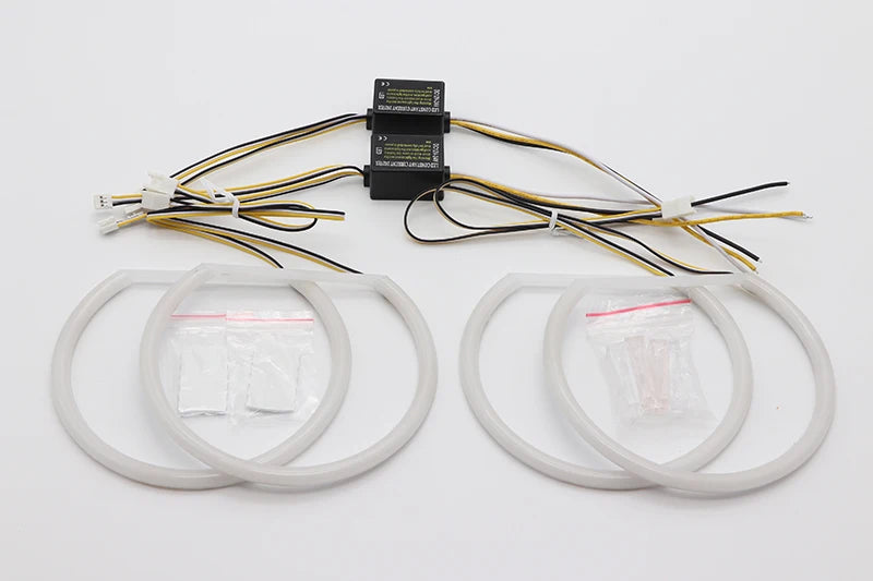 For BMW 5 Series E39 525i 528i 530i 540i White Yellow Dual and White Cotton LED Angel Eyes Kit  Ring DRL Turn Signal Light