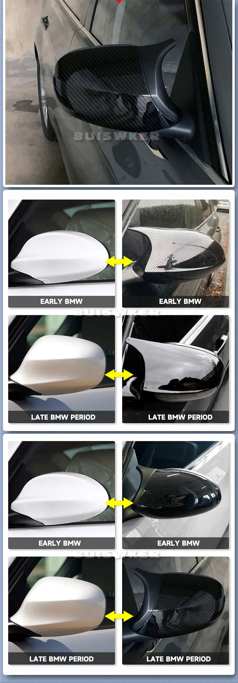 Side Rearview Mirror Cap Wing Mirror Cover Fit For BMW E90 E91 2005-2011 E92 E93 2006-2013 E81 E82 E88 E87 E88 Car Accessories
