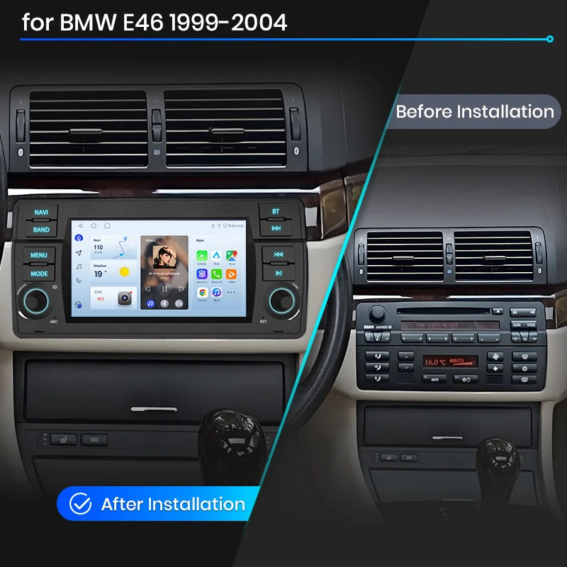 Junsun 7" Wireless CarPlay Android Auto Car Radio for BMW E46 M3 318 320 325 330 335 Multimedia Wireless Apple CarPlay Smart Intelligent Systems IPS Touch Screen Stereo Video Player 2 Din Autoradio Head Unit Navigation BT GPS