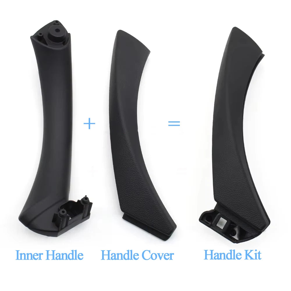 Black Left Right Inner Door Pull Handle Kit Panel Pull Cover Trim For BMW 3 Series E90 E91 E92 2004-2012 316 318 320 325 328i