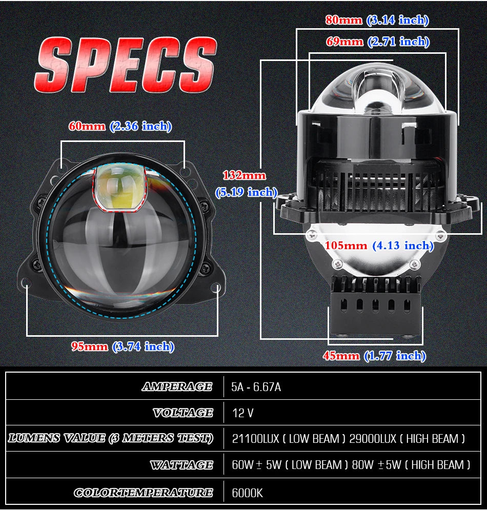160W Bi-LED Laser Pro Projector Lenses 3 inch Headlight LED Lamp For Hella 3R G5 Frame Car Styling Retrofit High/Low Beam Lens
