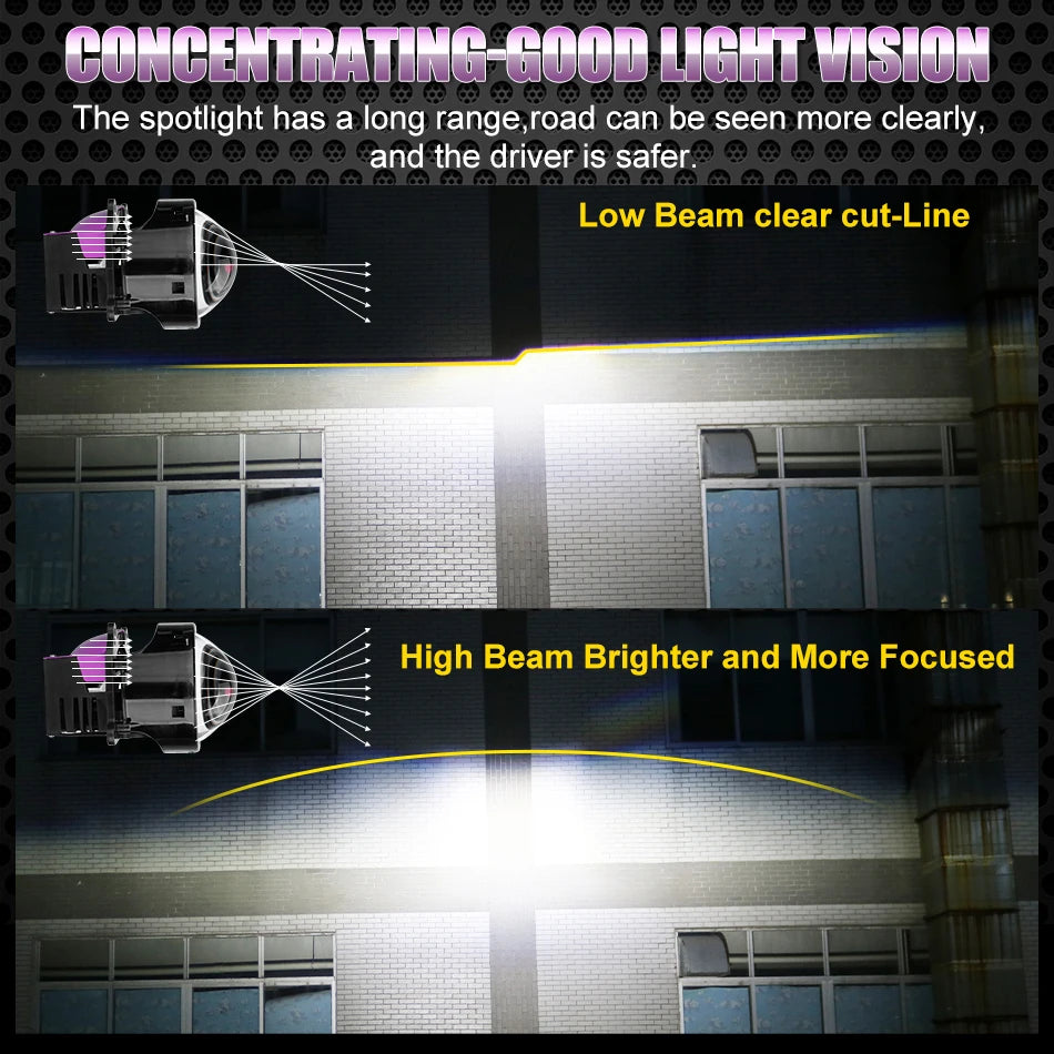 12+6pc Chips 3.0 Inch Bi Led Projector Lens Halo Lights H4 H7 9005 9006 Car Headlights Hella 3R G5 Angel Eyes High Low Beam LED