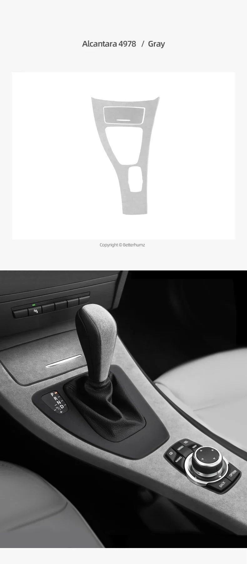 Betterhumz For BMW 3 Series E90 E92 E93 Car Interior Trim Made of Alcantara Center Console Gear Shift Panel Cover Accessories