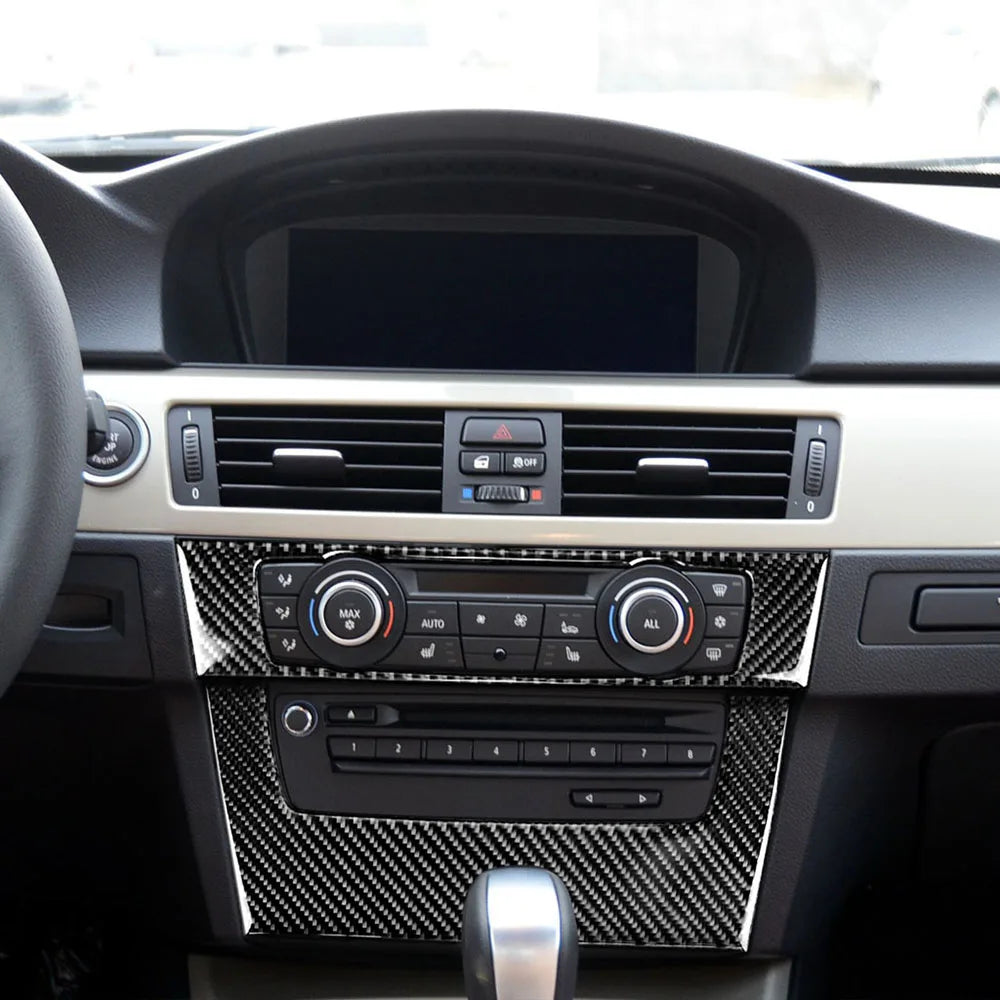 For BMW E90 E92 E93 3 Series Accessories Car Interior Real Carbon Fiber Air Conditioning CD Console Panel Cover Trim Car Styling