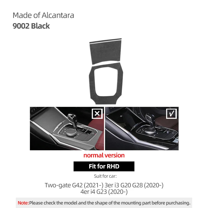For BMW G20 G28 G23 Serie 3 4 Made of Alcantara Center Console Gear Shift Knob Panel Cover Trim Sticker Car Interior Accessories