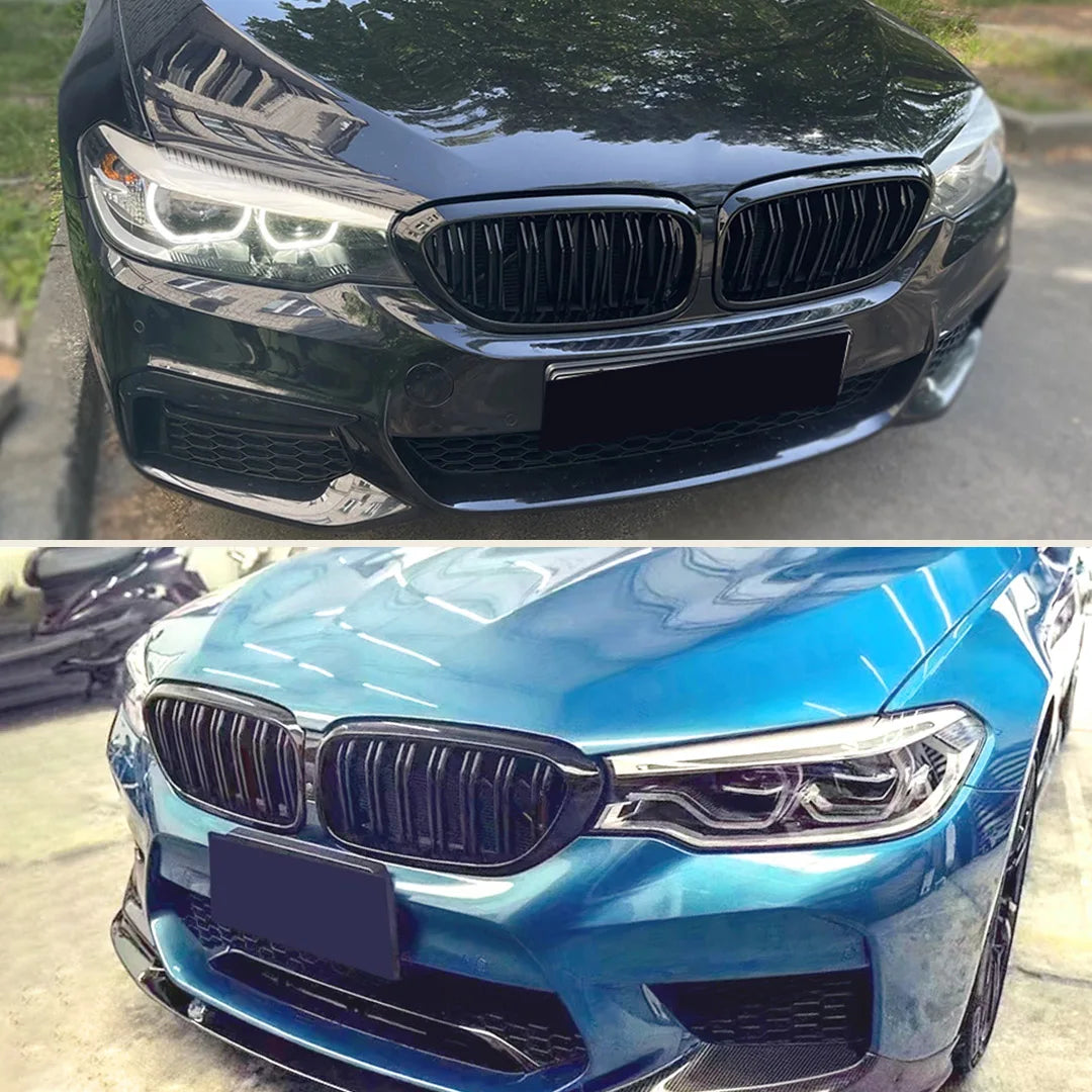 Front Bumper Grill For BMW 5 Series M5 G30 G31 520i 530i 540i ABS 2-Slat Gloss Black Front Kidney Grille