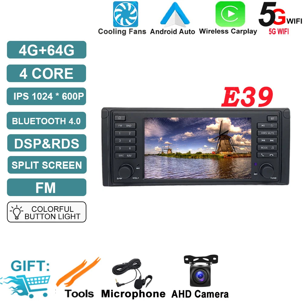 Android OS Auto Radio GPS Navigation for BMW X5 E53 5 Series E39 M5 1996-2007 DSP Car Multimedia Player Stereo WIFI Cooling Fan