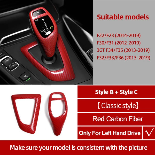 Carbon Fiber ABS For BMW F30 F20 F10 F31 F32 F36 F34 F22 X3 F25 X5 F15 Series 1 3 4 5 Car Gear Shifter Knob Cover Trim Accessory