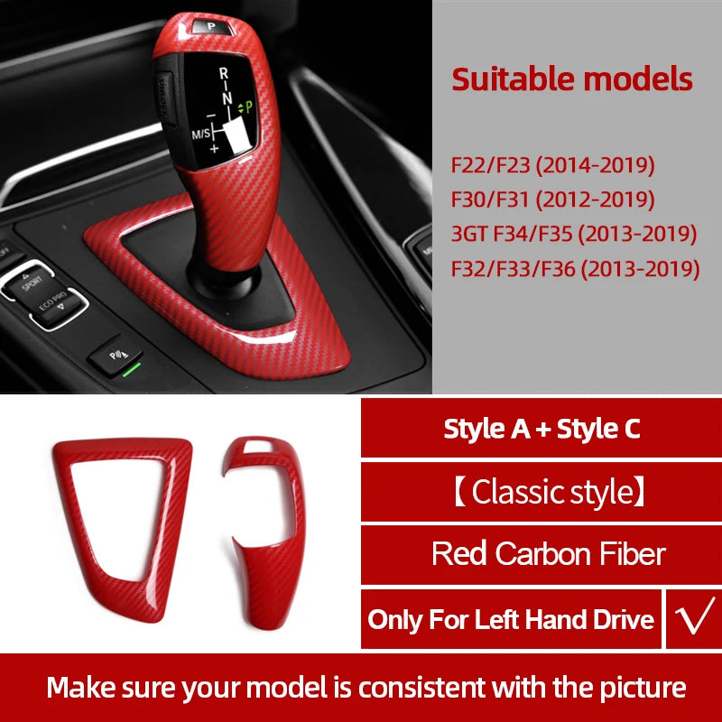 Carbon Fiber ABS For BMW F30 F20 F10 F31 F32 F36 F34 F22 X3 F25 X5 F15 Series 1 3 4 5 Car Gear Shifter Knob Cover Trim Accessory